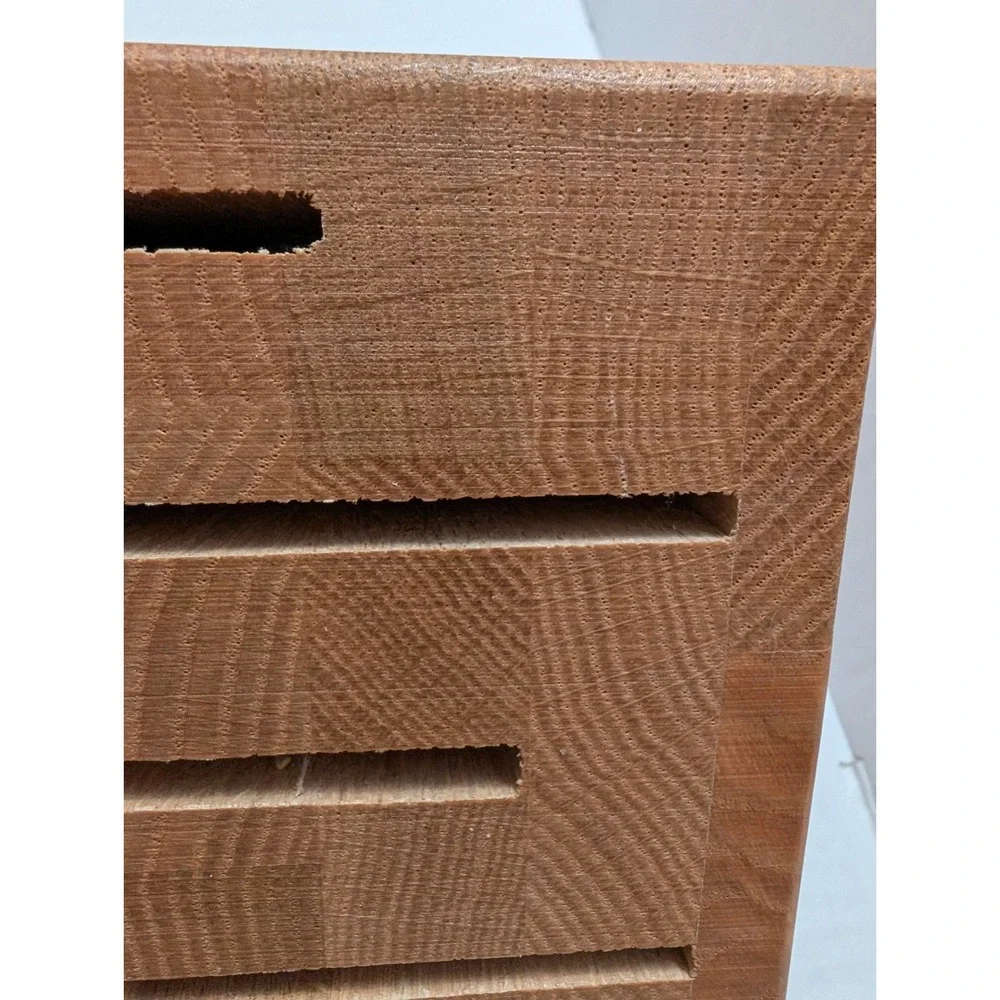 Cutco‎ 5 Slot Wooden Knife Block Solid Oak Kitchen Cutlery Storage Holder